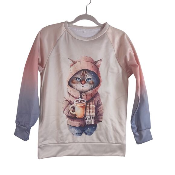 Cat Drinking Coffee in Cold Weather, Size Small - Picture 1 of 8